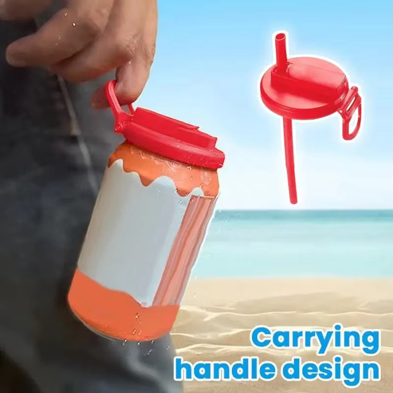Soda Can Lid with Straw