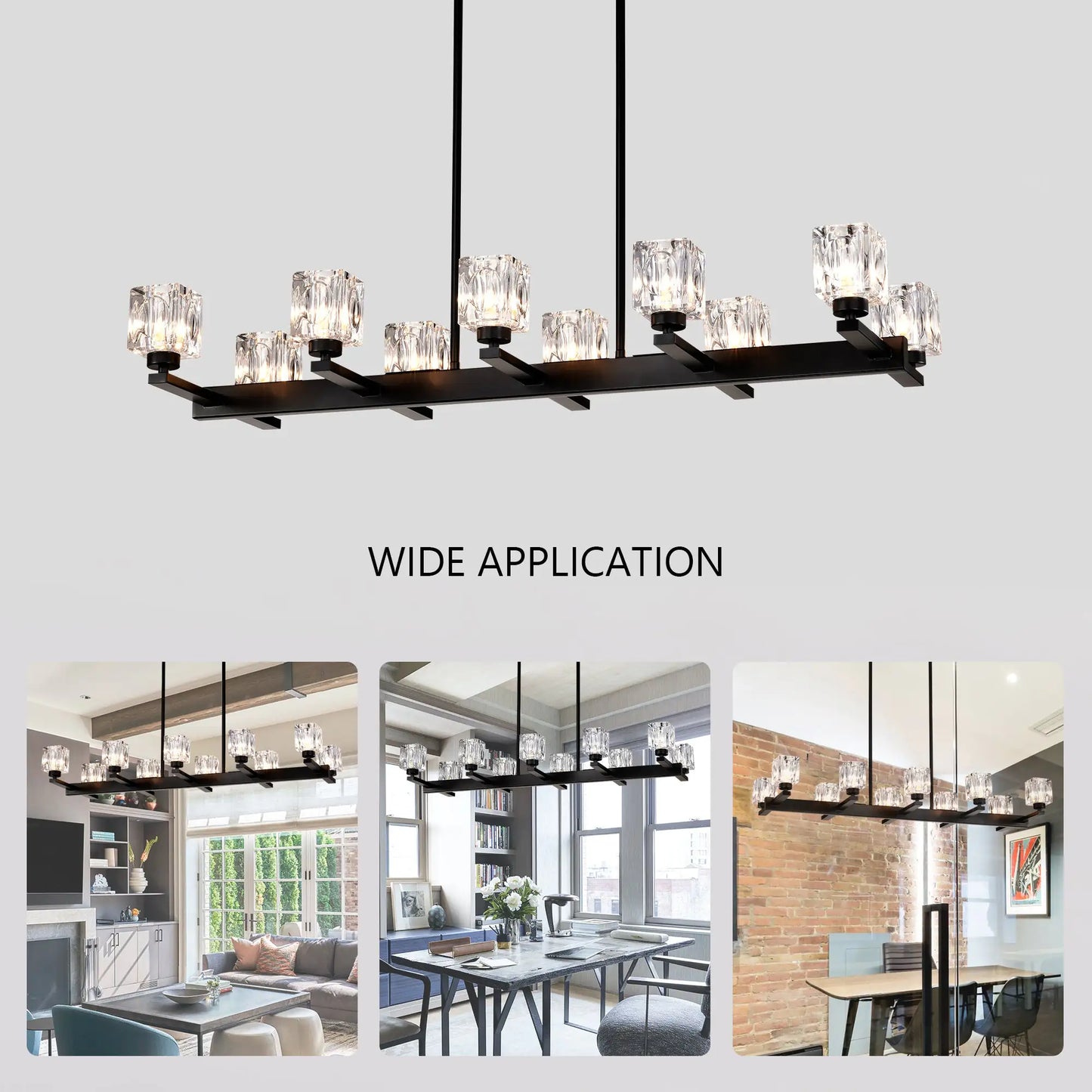 Matte Black Crystal Chandelier For Dining Room, 8-Light Kitchen Chandelier Light Fixture Modern Metal Industrial Chandeliers For Farmhouse Entryway Living Room