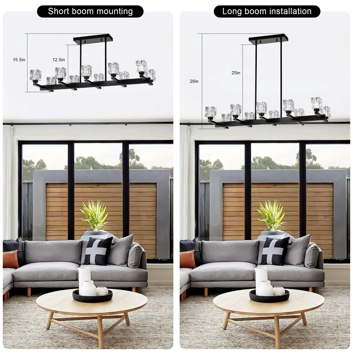 Matte Black Crystal Chandelier For Dining Room, 8-Light Kitchen Chandelier Light Fixture Modern Metal Industrial Chandeliers For Farmhouse Entryway Living Room