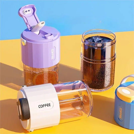 Portable Cold Brew Coffee Cup with Handheld Straw