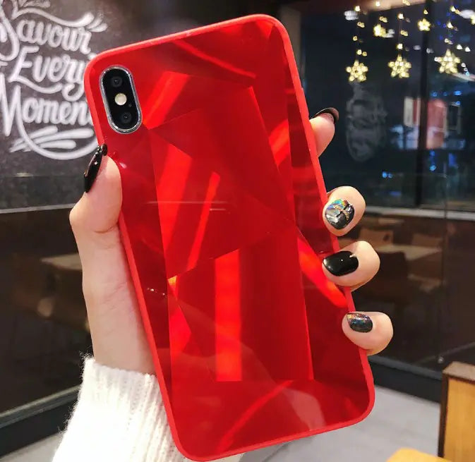 Coque de téléphone miroir diamant 3D colorée pour couples