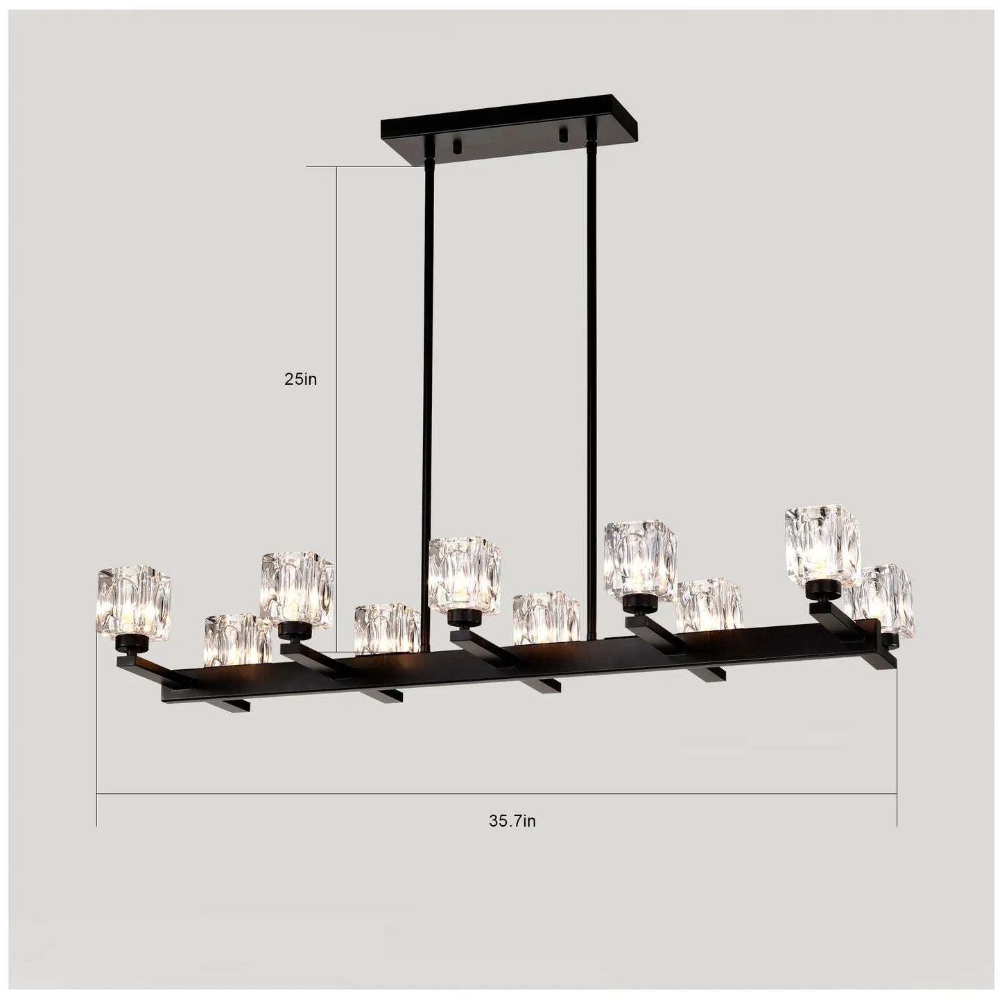 Matte Black Crystal Chandelier For Dining Room, 8-Light Kitchen Chandelier Light Fixture Modern Metal Industrial Chandeliers For Farmhouse Entryway Living Room