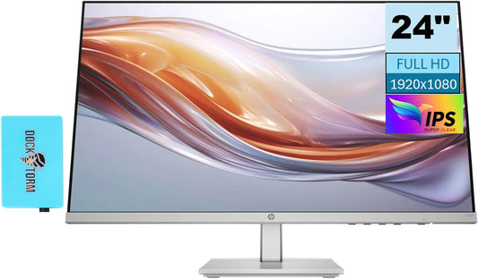 HP Series 5 524sh Monitor (Replaces M24h) 24" FHD IPS 300 Nits Display w/Docztorm USB Port Expander 1x HDMI 1x VGA