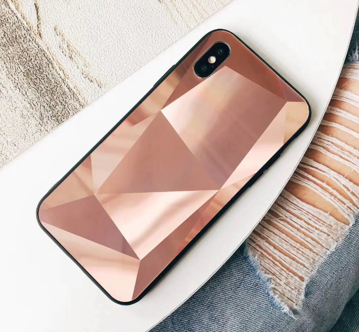 Coque de téléphone miroir diamant 3D colorée pour couples