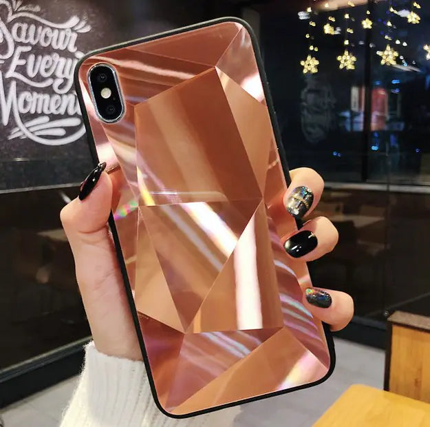 Coque de téléphone miroir diamant 3D colorée pour couples
