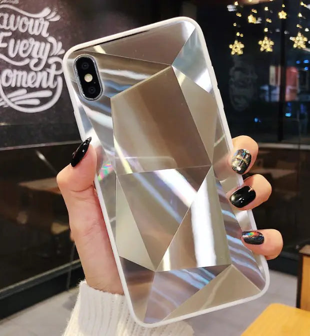 Coque de téléphone miroir diamant 3D colorée pour couples