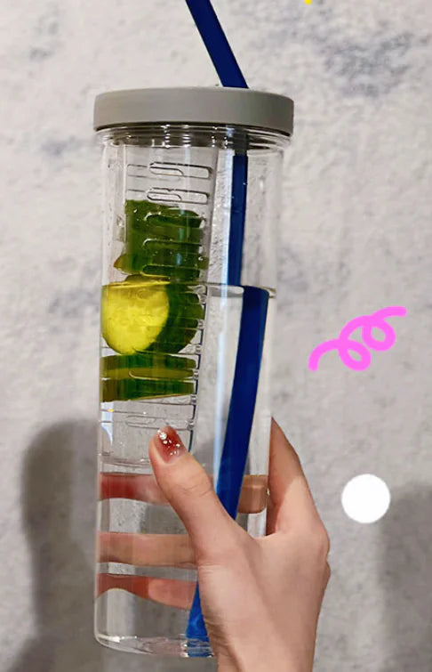 In Style Portable Plastic Juice Cup with Straw