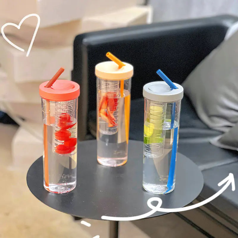 In Style Portable Plastic Juice Cup with Straw